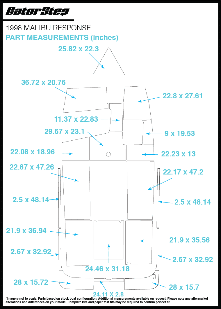 1998 Malibu Response GatorStep Flooring Dimensions