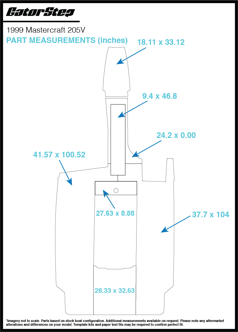 1999 Mastercraft 205V GatorStep Flooring Dimensions