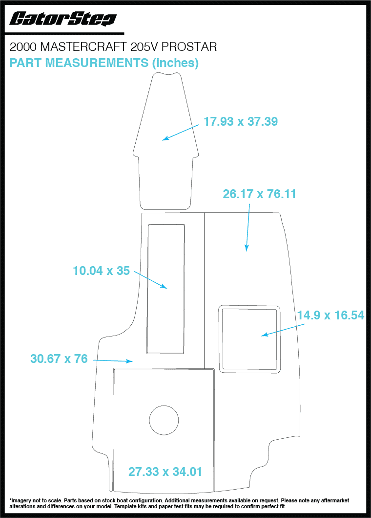 2000 Mastercraft 205V GatorStep Flooring Dimensions