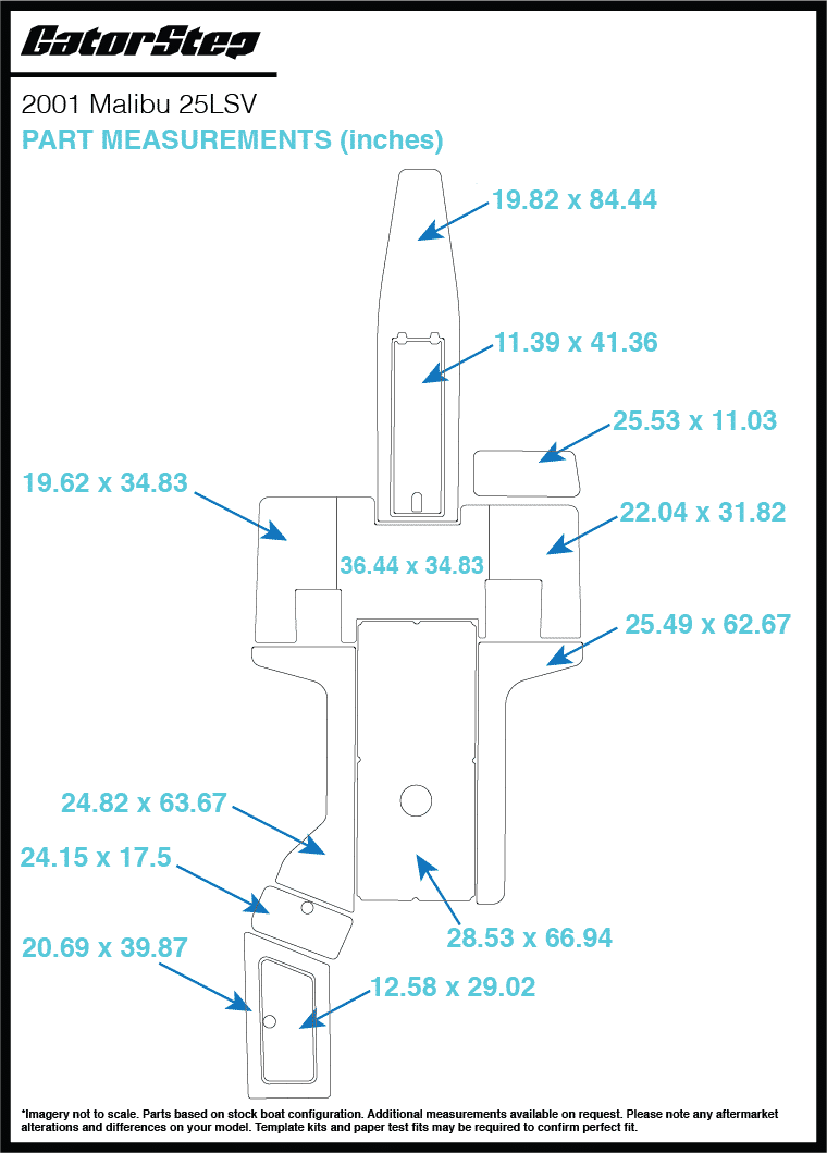 2001 Malibu 25 LSV GatorStep Flooring Dimensions