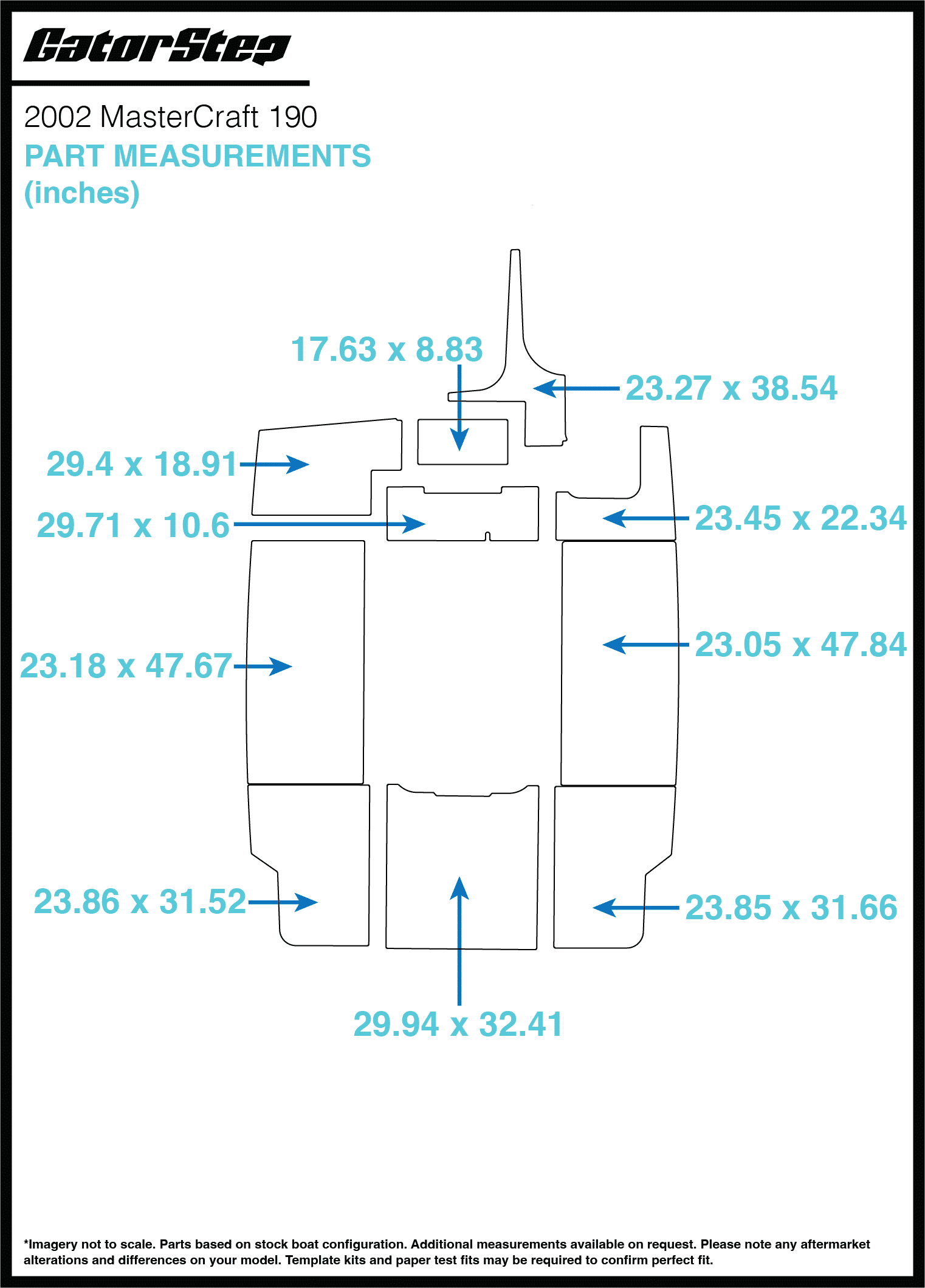2002 Mastercraft 190 GatorStep Flooring Dimensions