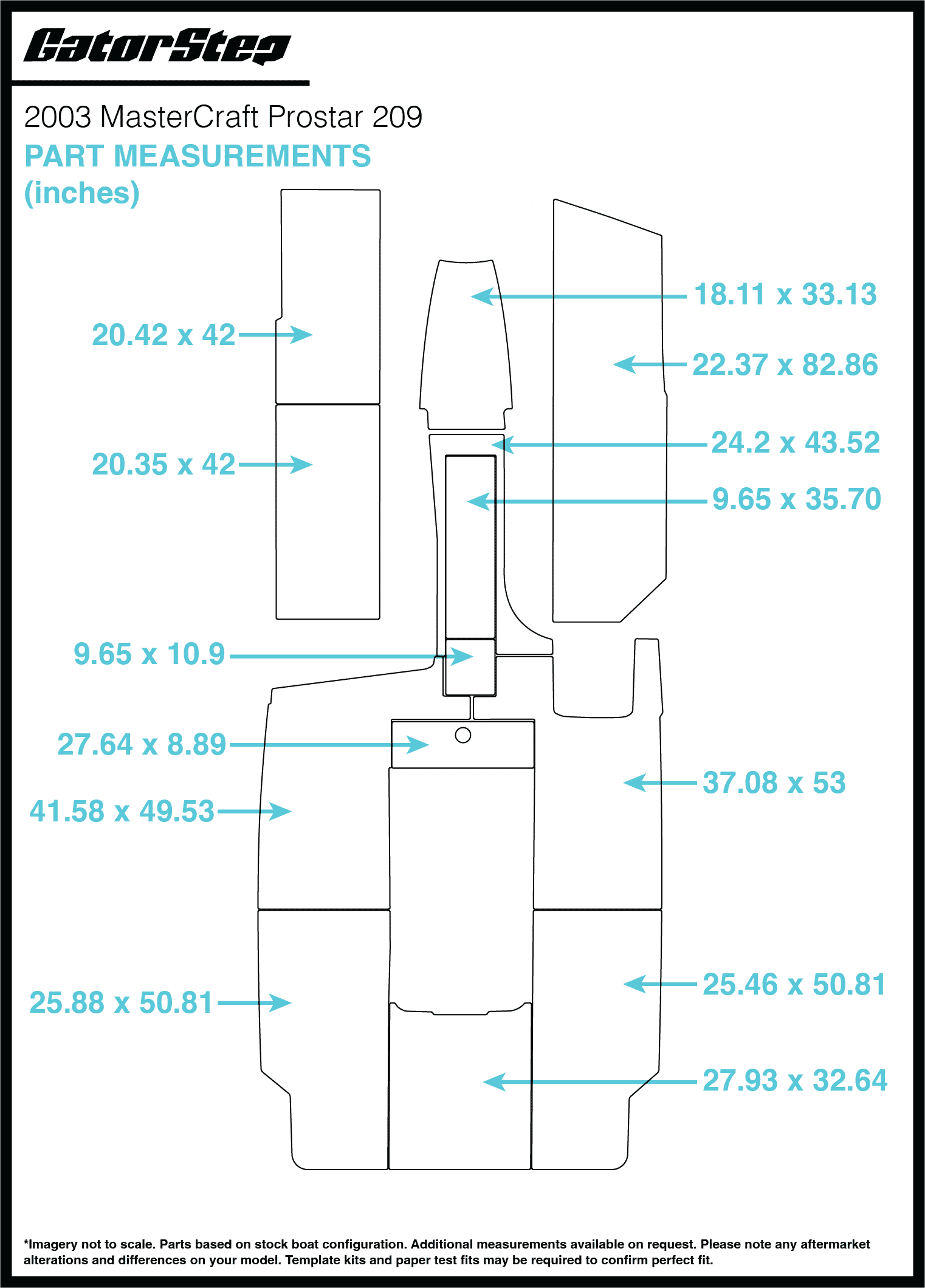 2003 Mastercraft 209 GatorStep Flooring Dimensions