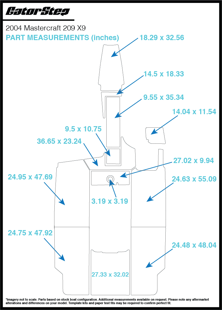 2004 Mastercraft 209 X9 GatorStep Flooring Dimensions