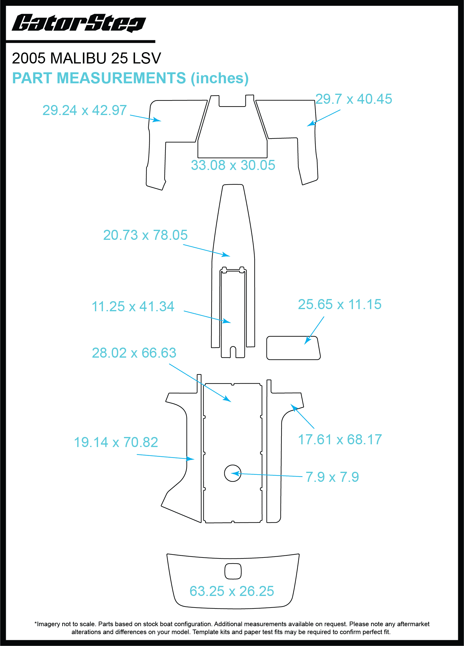 2005 Malibu 25 LSV GatorStep Flooring Dimensions