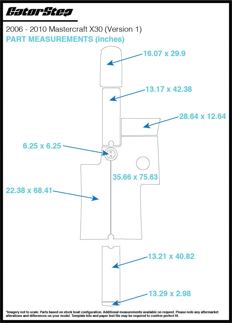 2006 Mastercraft X30 Version 1 GatorStep Flooring Dimensions