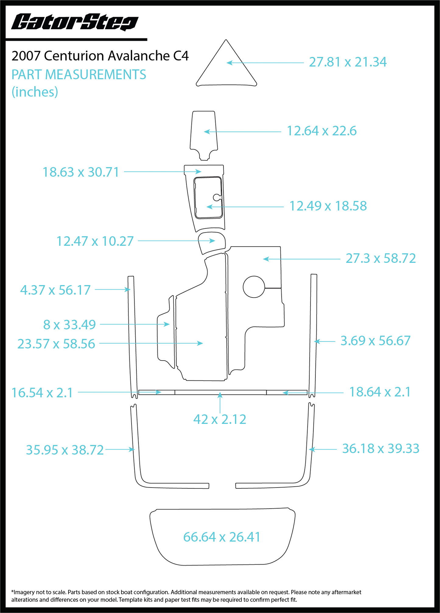 2007 Centurion Avalanche C4 GatorStep Flooring Dimensions
