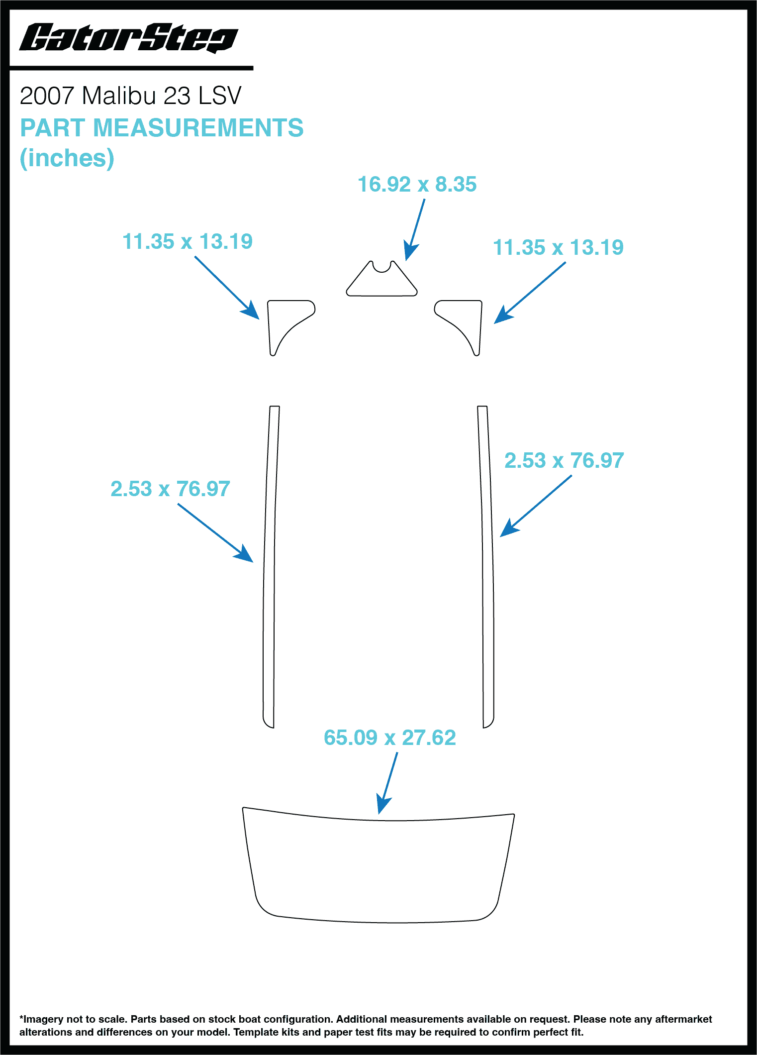 2007 Malibu 23 LSV GatorStep Flooring Dimensions