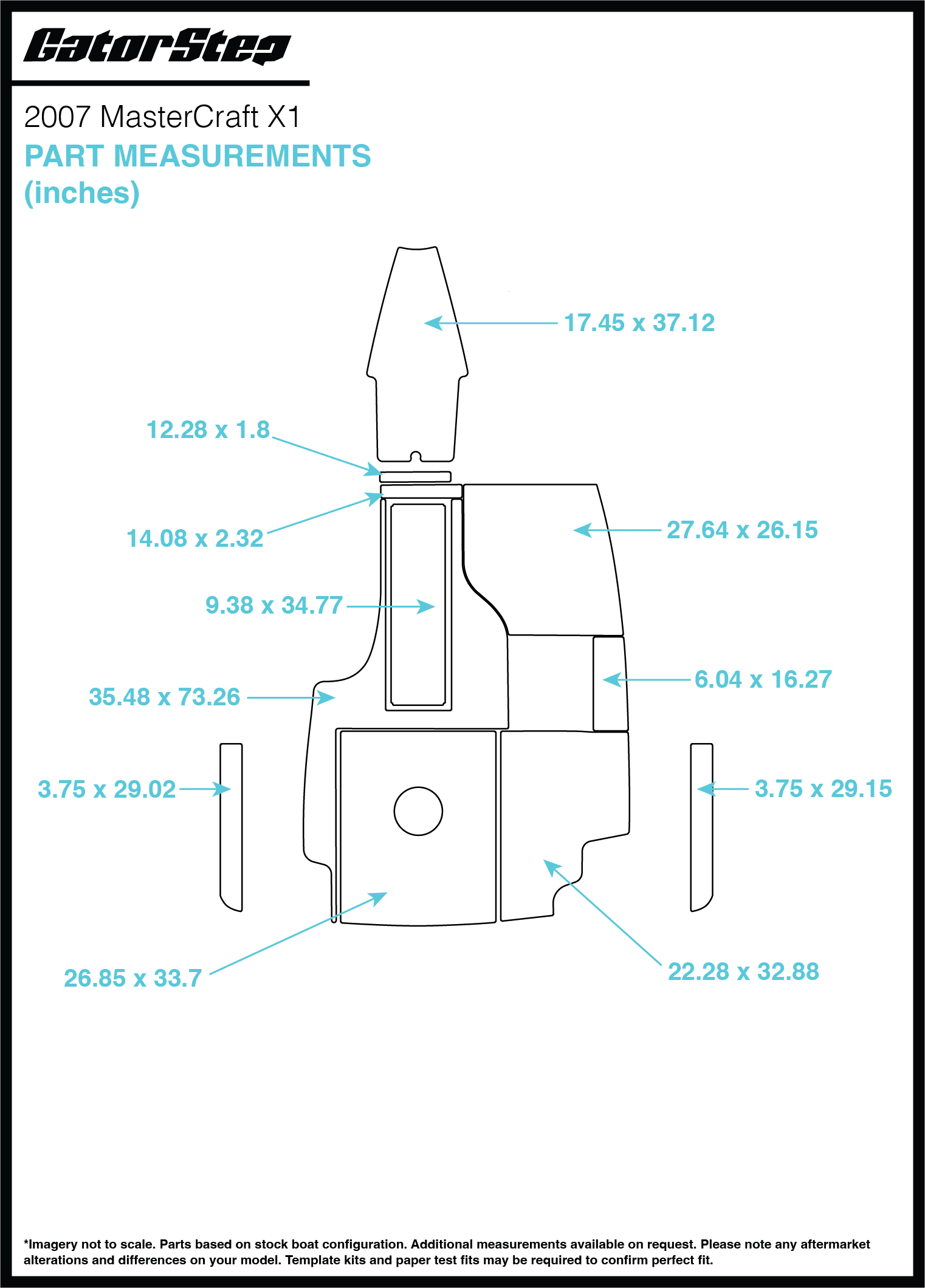 2007 Mastercraft X1 GatorStep Flooring Dimensions