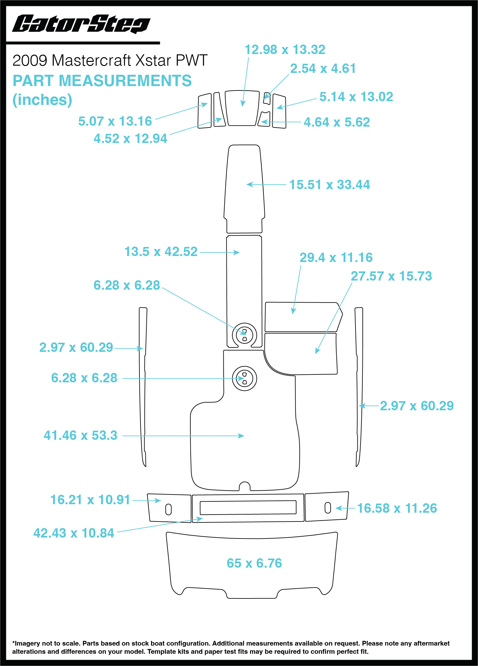 2009 Mastercraft Xstar PWT GatorStep Flooring Dimensions