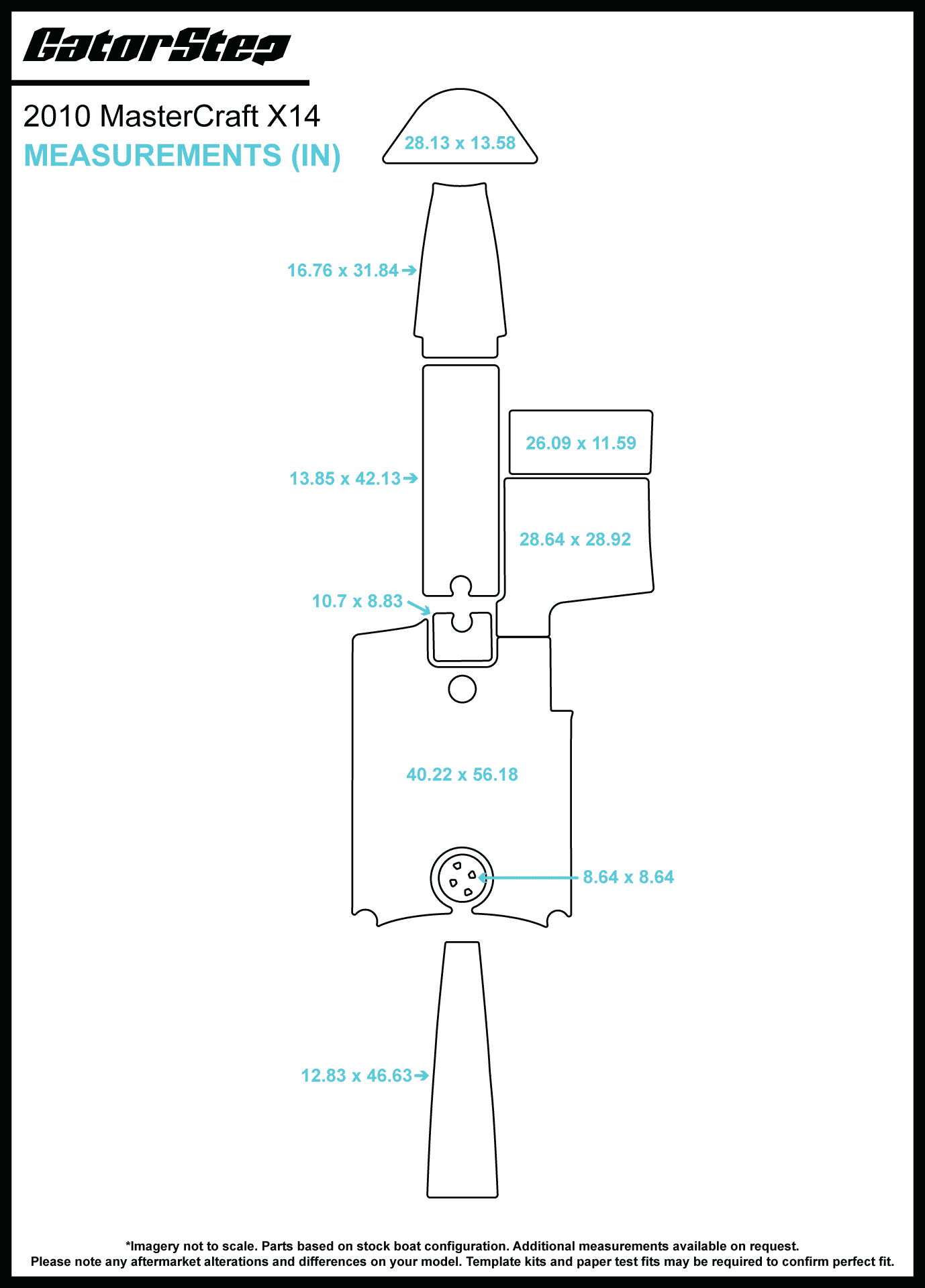 2010 MasterCraft X14 GatorStep Flooring Dimensions