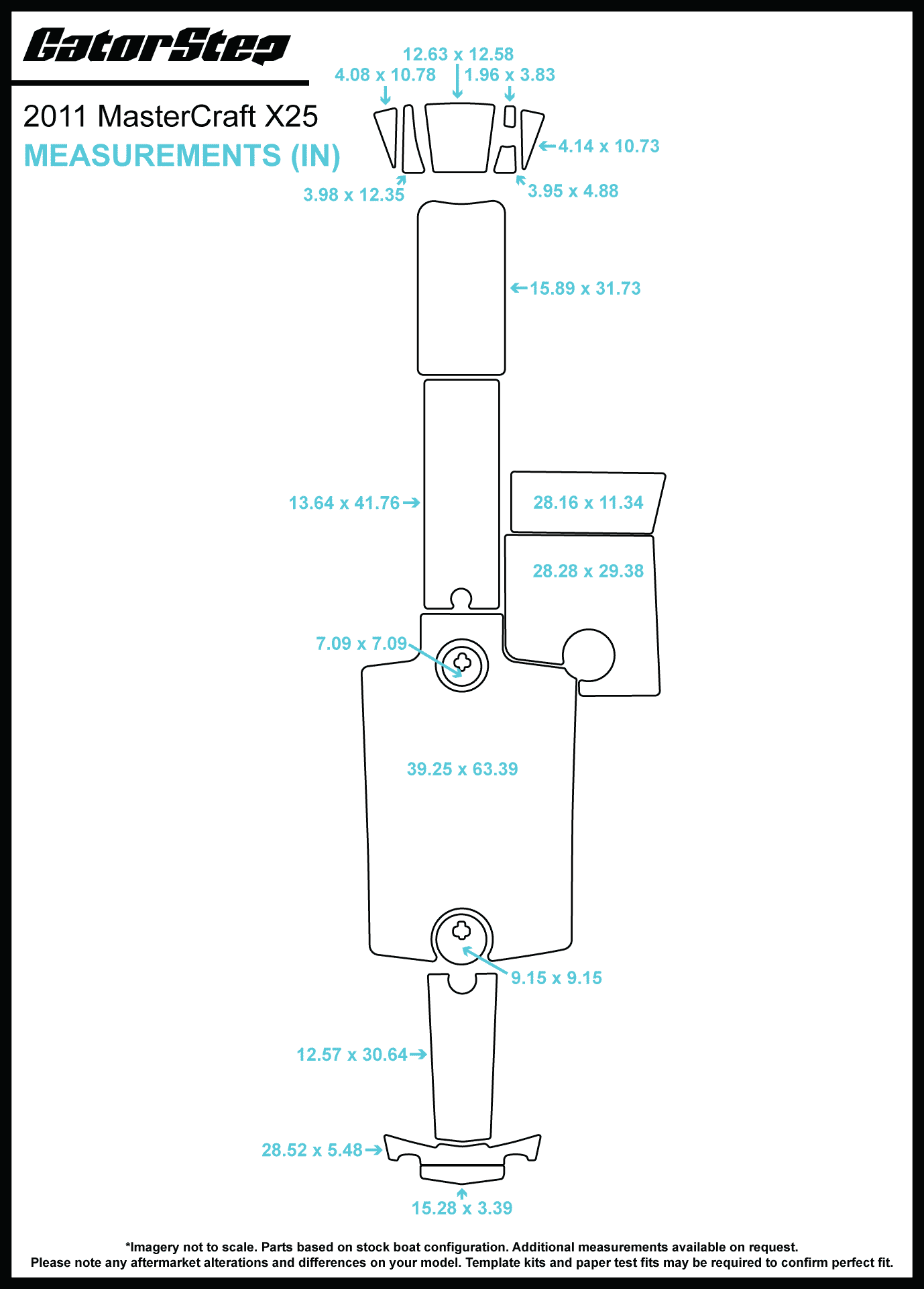 2011 MasterCraft X25 GatorStep Flooring Dimensions