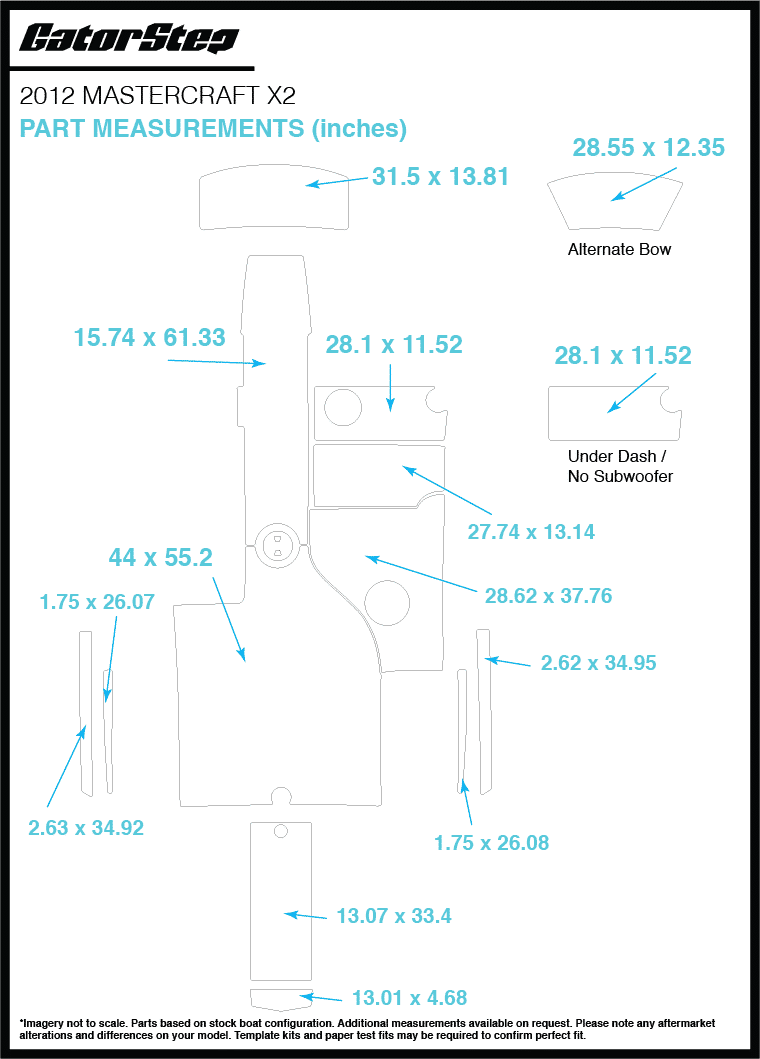 2012 Mastercraft X2 GatorStep Flooring Dimensions