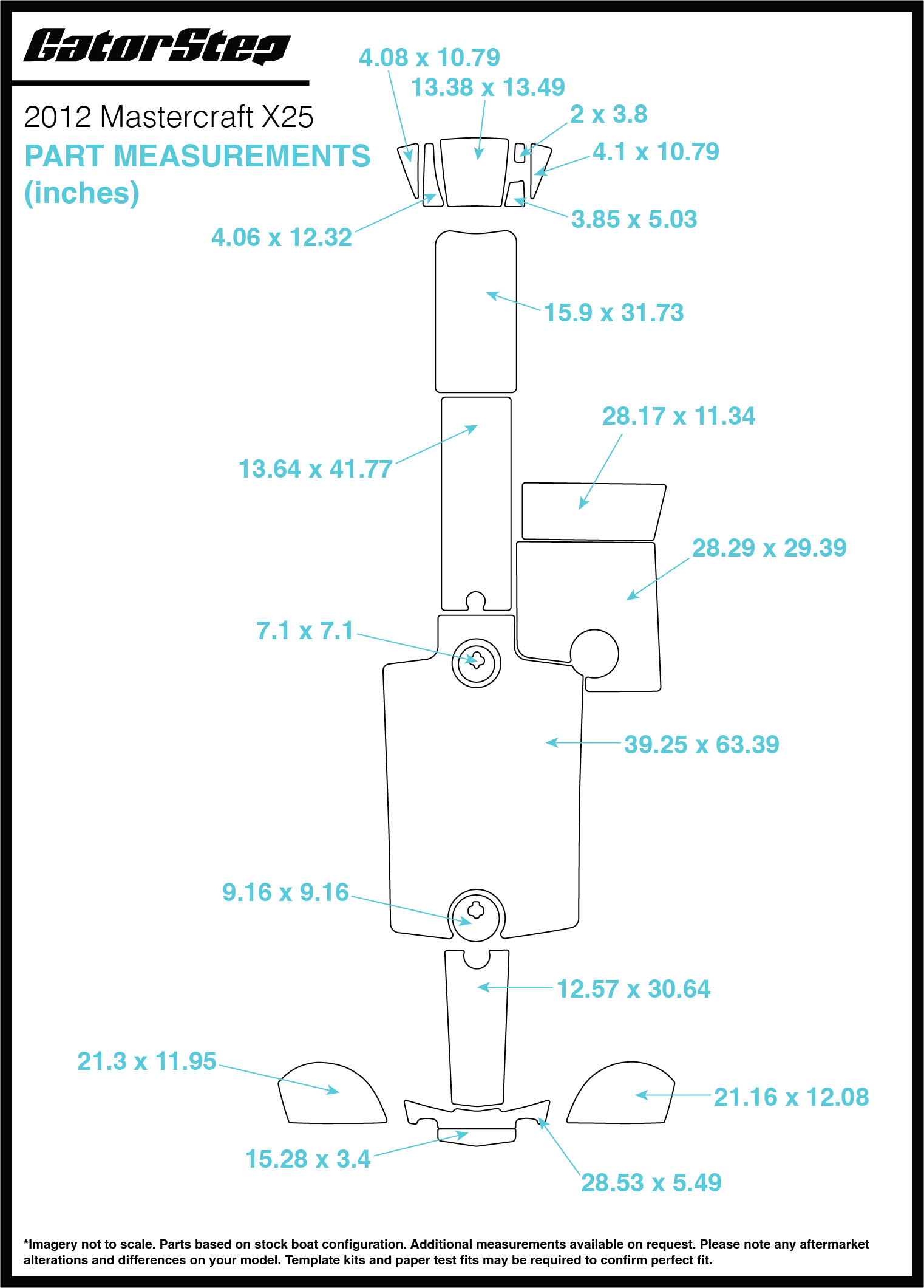 2012 Mastercraft X25 GatorStep Flooring Dimensions