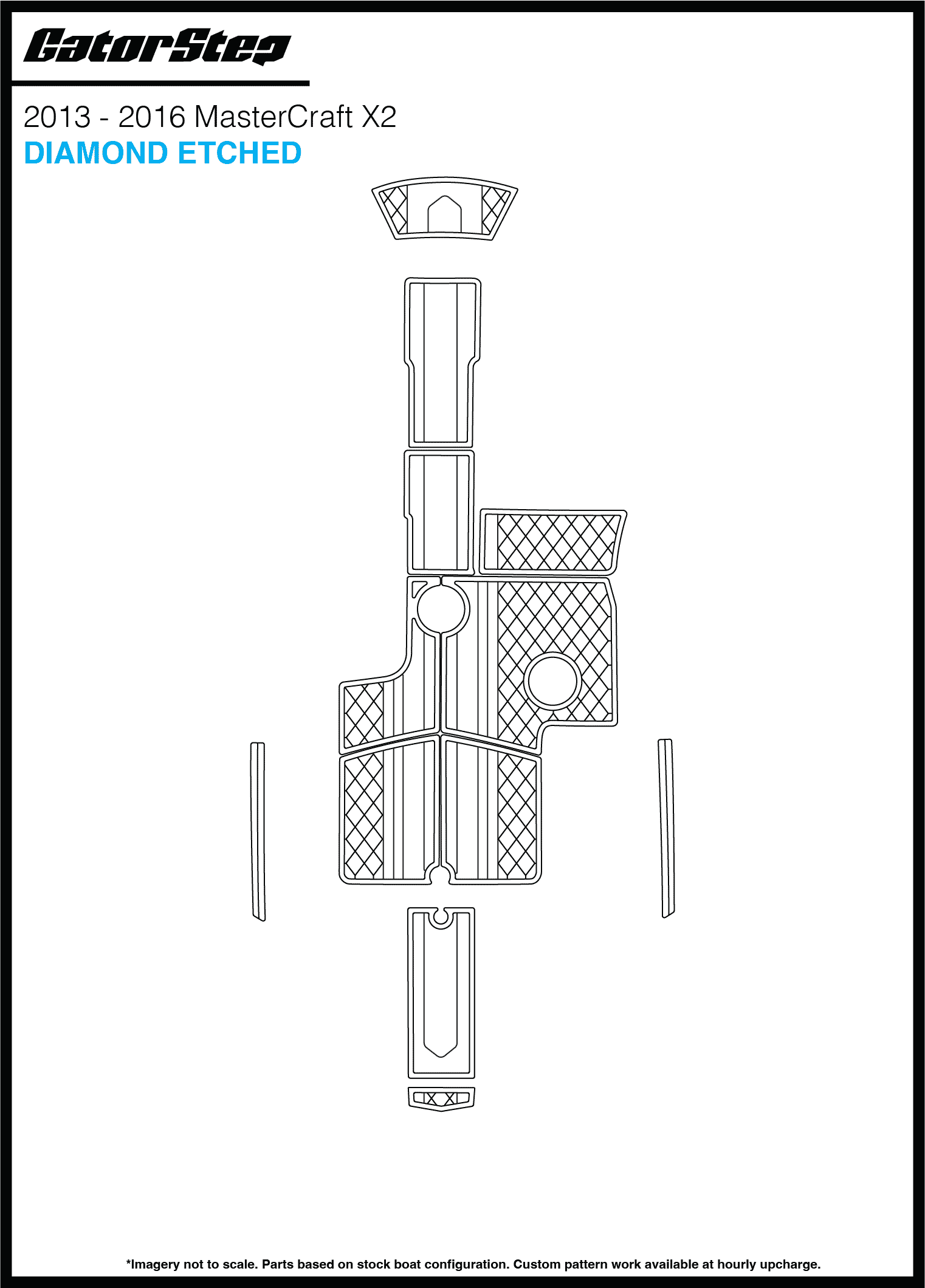 2013-2016 Mastercraft X2 GatorStep Flooring Diamond Etched