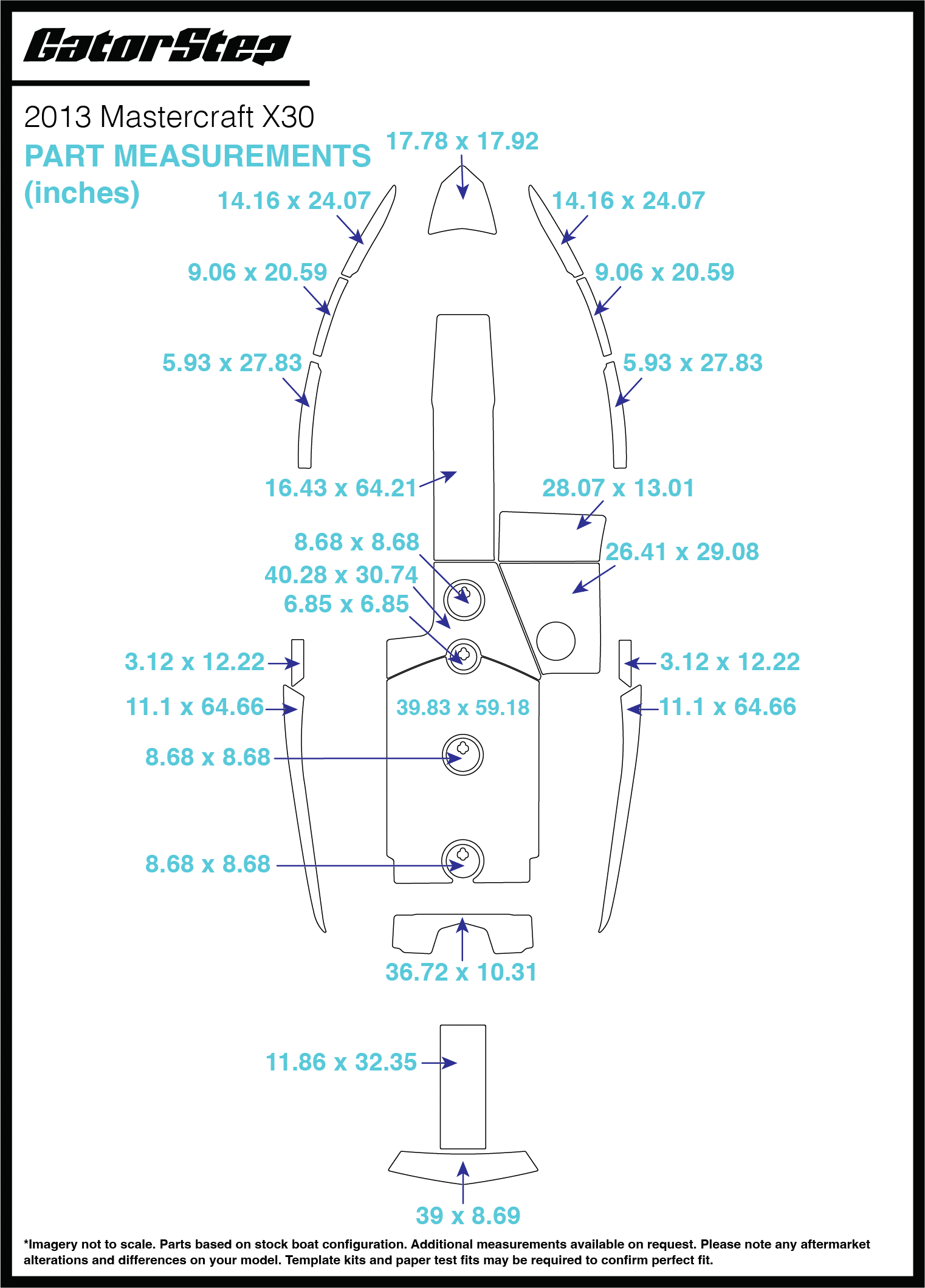 2013 Mastercraft X30 GatorStep Flooring Dimensions