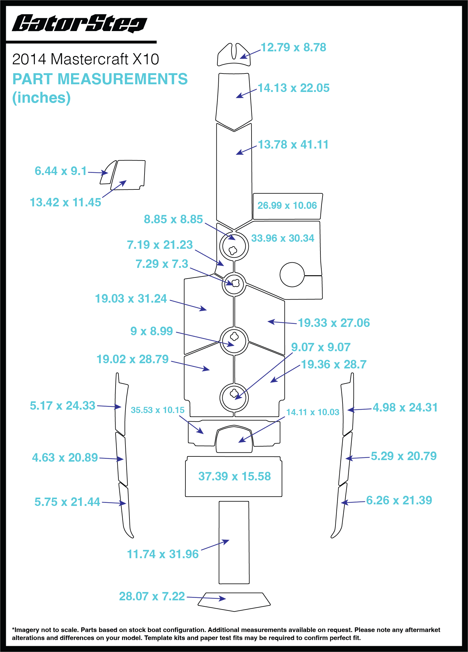 2014 Mastercraft X10 GatorStep Flooring Dimensions