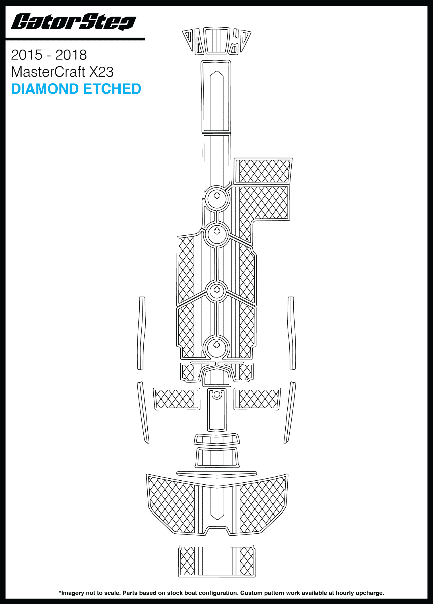 2015-2018 Mastercraft X23 GatorStep Flooring Diamond Etched