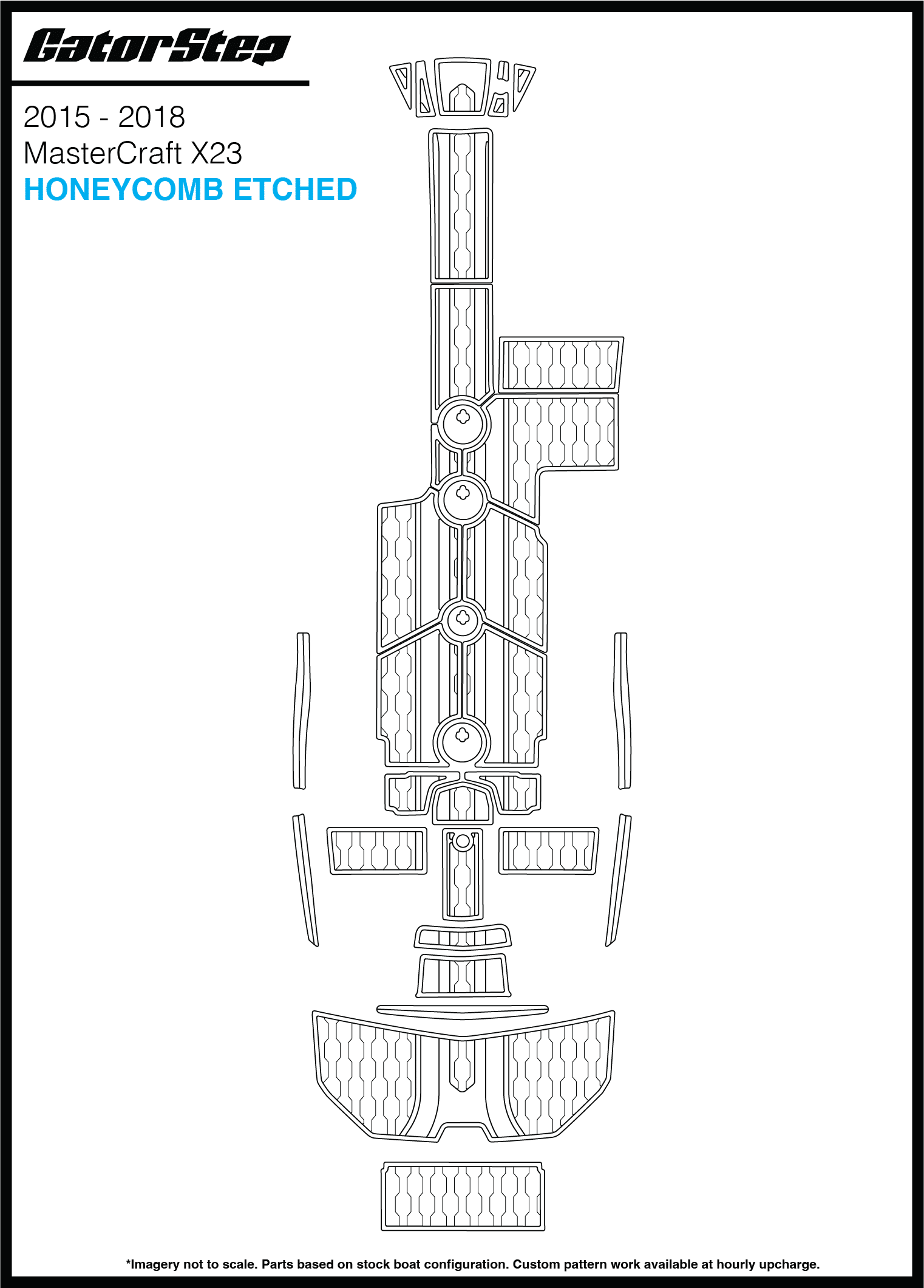 2015-2018 Mastercraft X23 GatorStep Flooring Honeycomb Etched