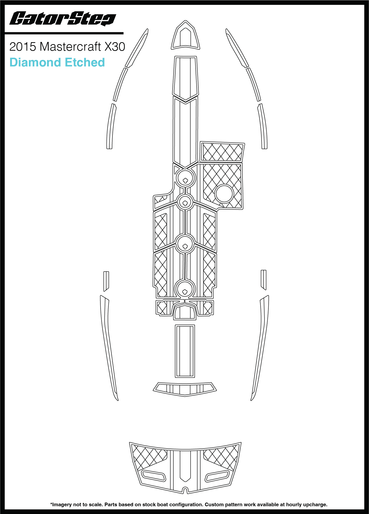 2015 Mastercraft X30 GatorStep Flooring Diamond Etched