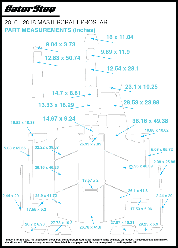 2016-2018 Mastercraft ProStar GatorStep Flooring Dimensions