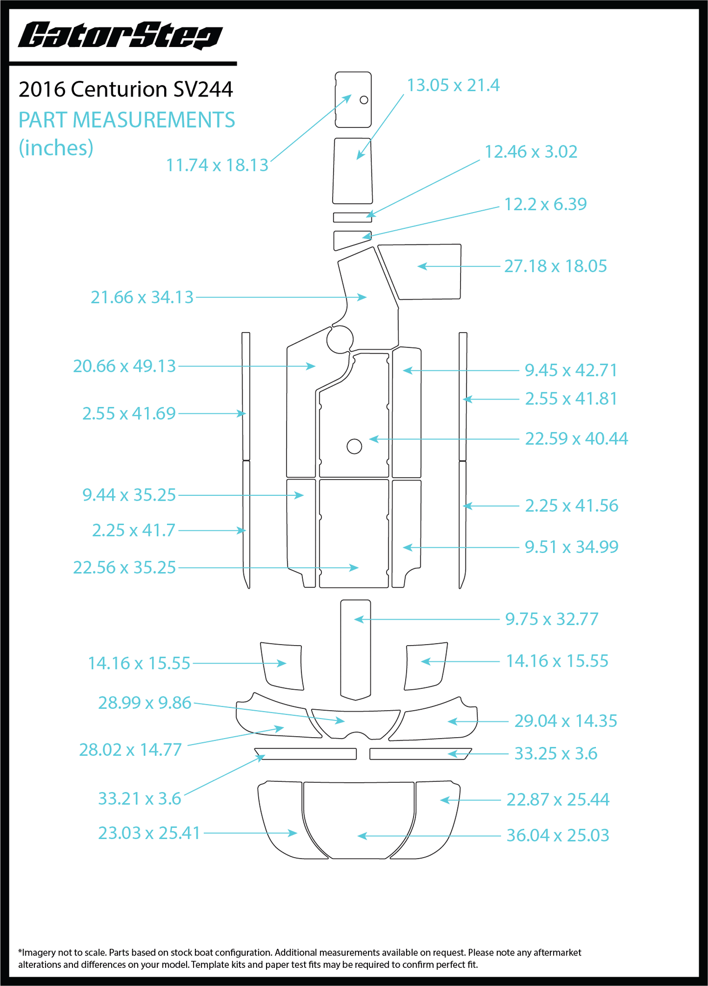 2016 Centurion SV244 GatorStep Flooring dimensions
