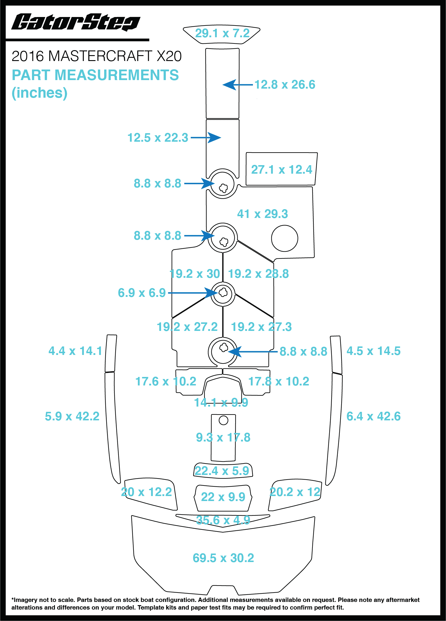 2016 Mastercraft X20 GatorStep Flooring Dimensions