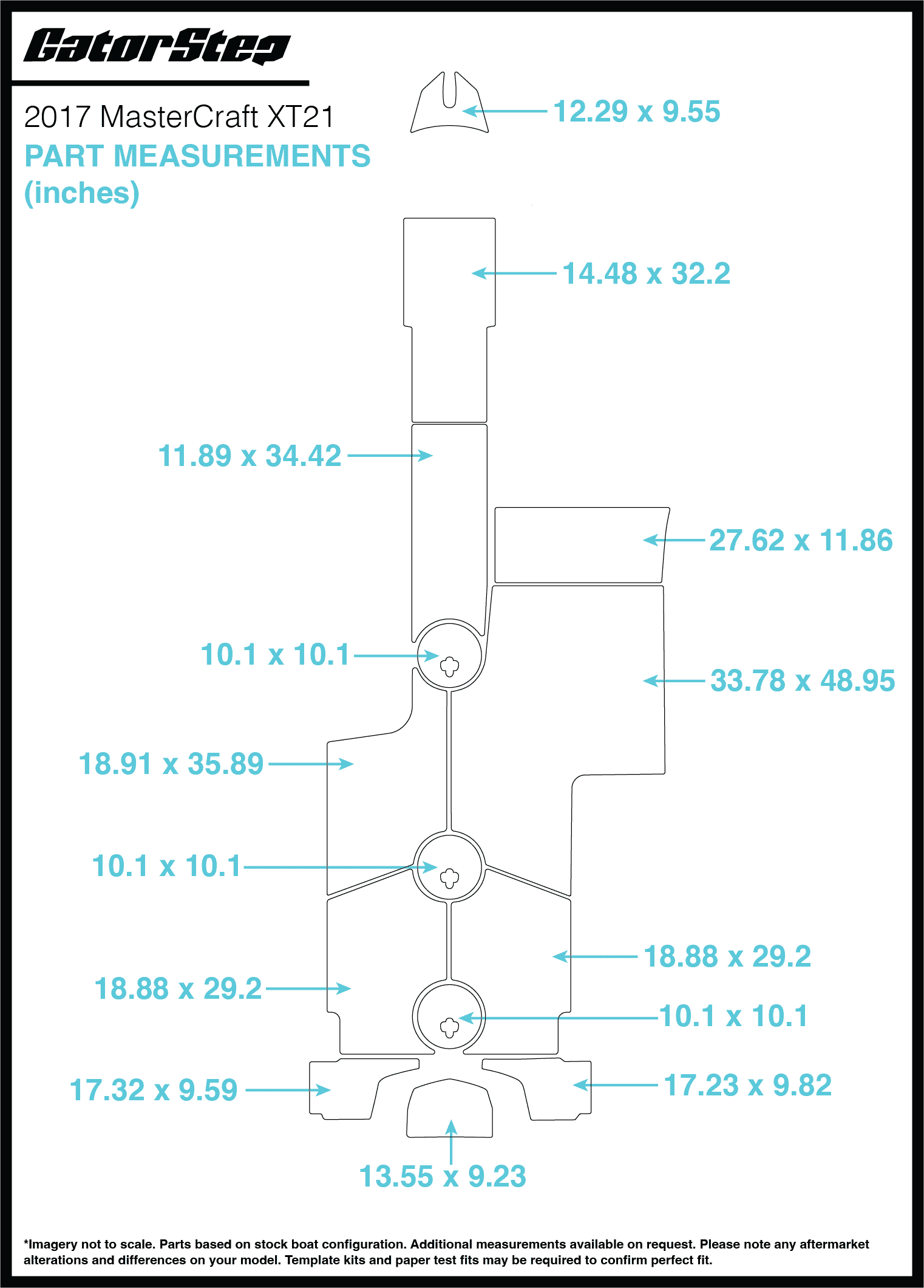 2017 MasterCraft XT21 GatorStep Flooring Dimensions
