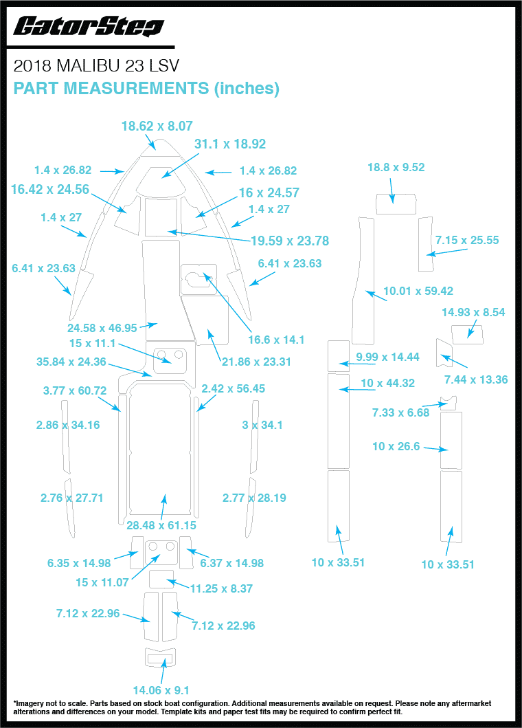 2018 Malibu 23 LSV GatorStep Flooring Dimensions