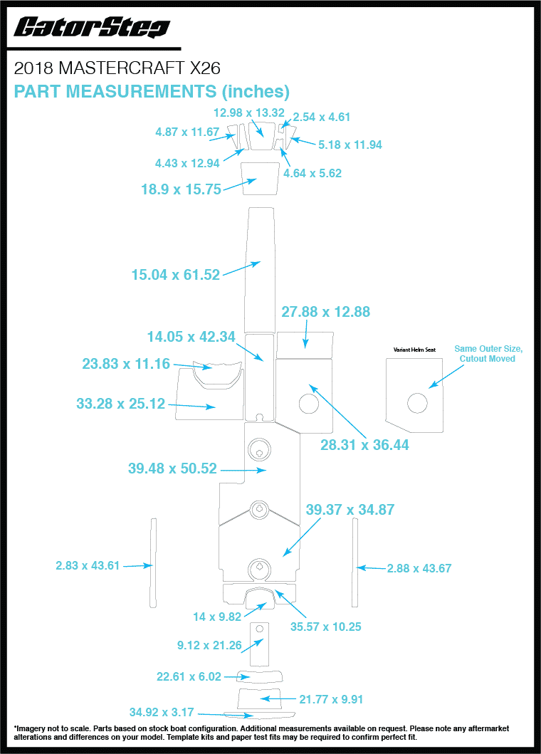2018 MasterCraft X26 GatorStep Flooring Dimensions