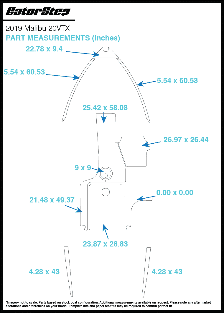 2019 Malibu 20 VTX GatorStep Flooring Dimensions