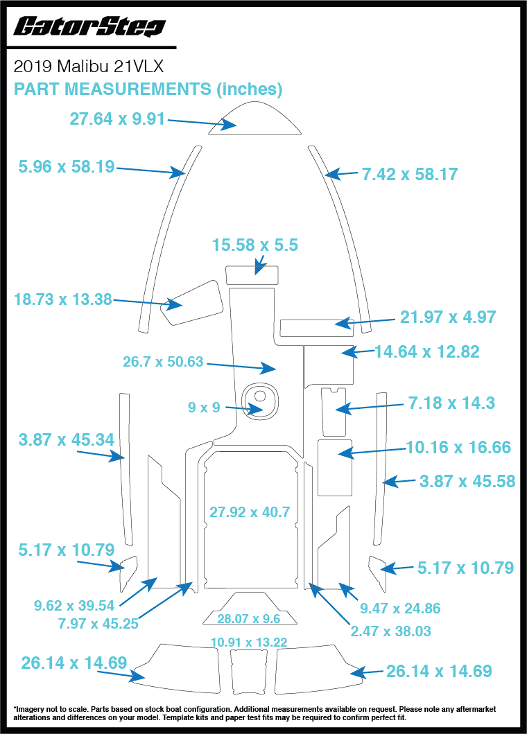 2019 Malibu 21 LVX GatorStep Flooring Dimensions