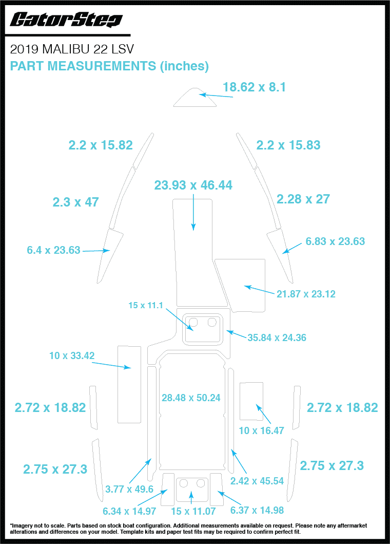 2019 Malibu 22 LSV GatorStep Flooring Dimensions