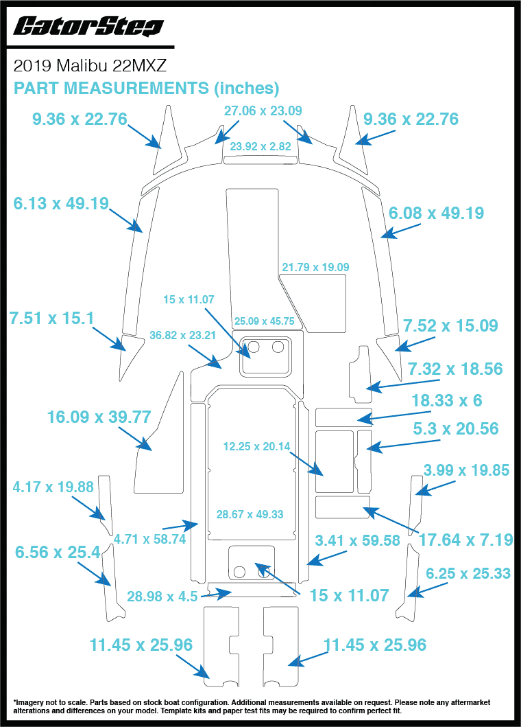 2019 Malibu 22 MXZ GatorStep Flooring Dimensions