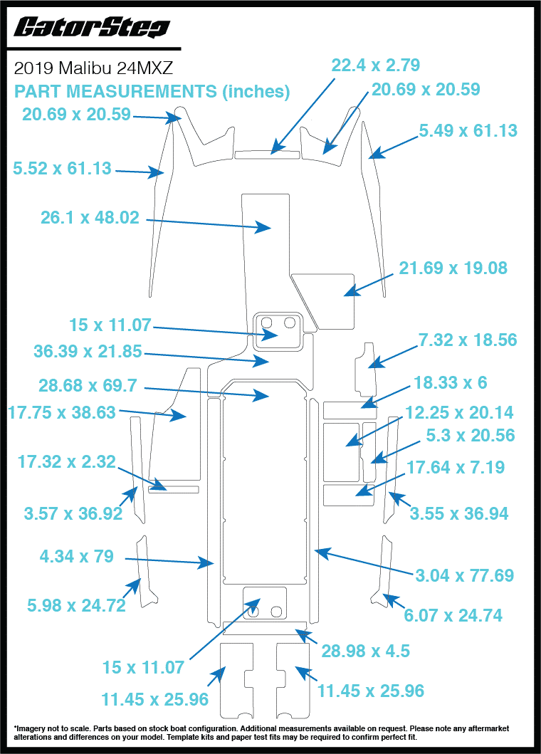 Malibu 24MXZ 2019 Gator Step Flooring Dimensions