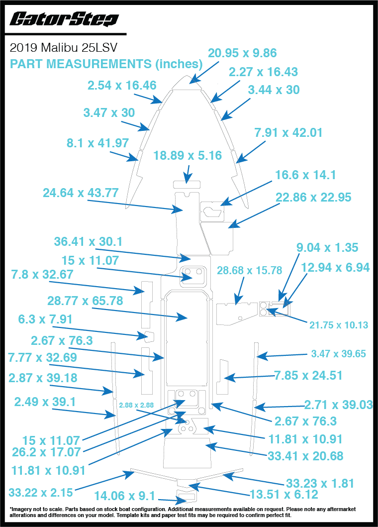 2019 Malibu 25 LSV GatorStep Flooring Dimensions