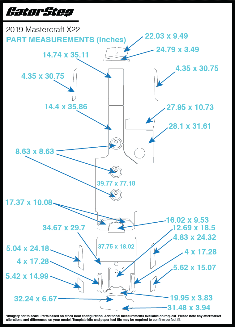 2019 MasterCraft X22 GatorStep Flooring Dimensions