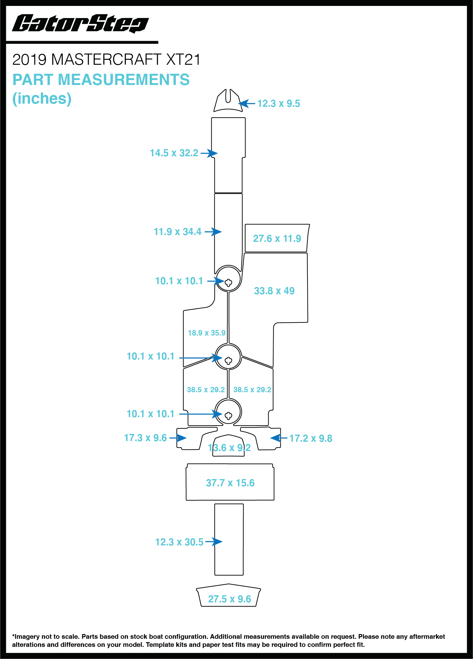 2019 Mastercraft XT21 GatorStep Flooring Dimensions
