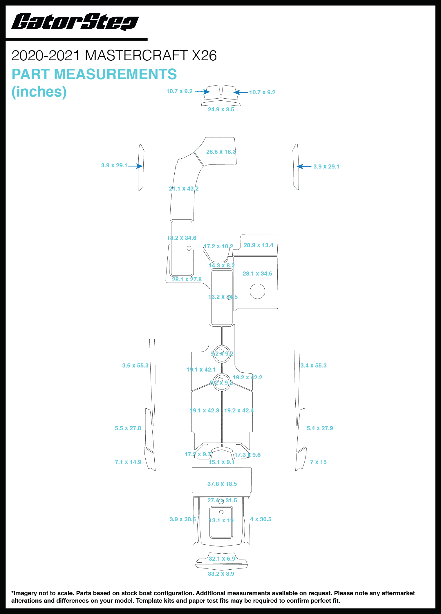 2020-2021 Mastercraft X26 GatorStep Flooring Dimensions