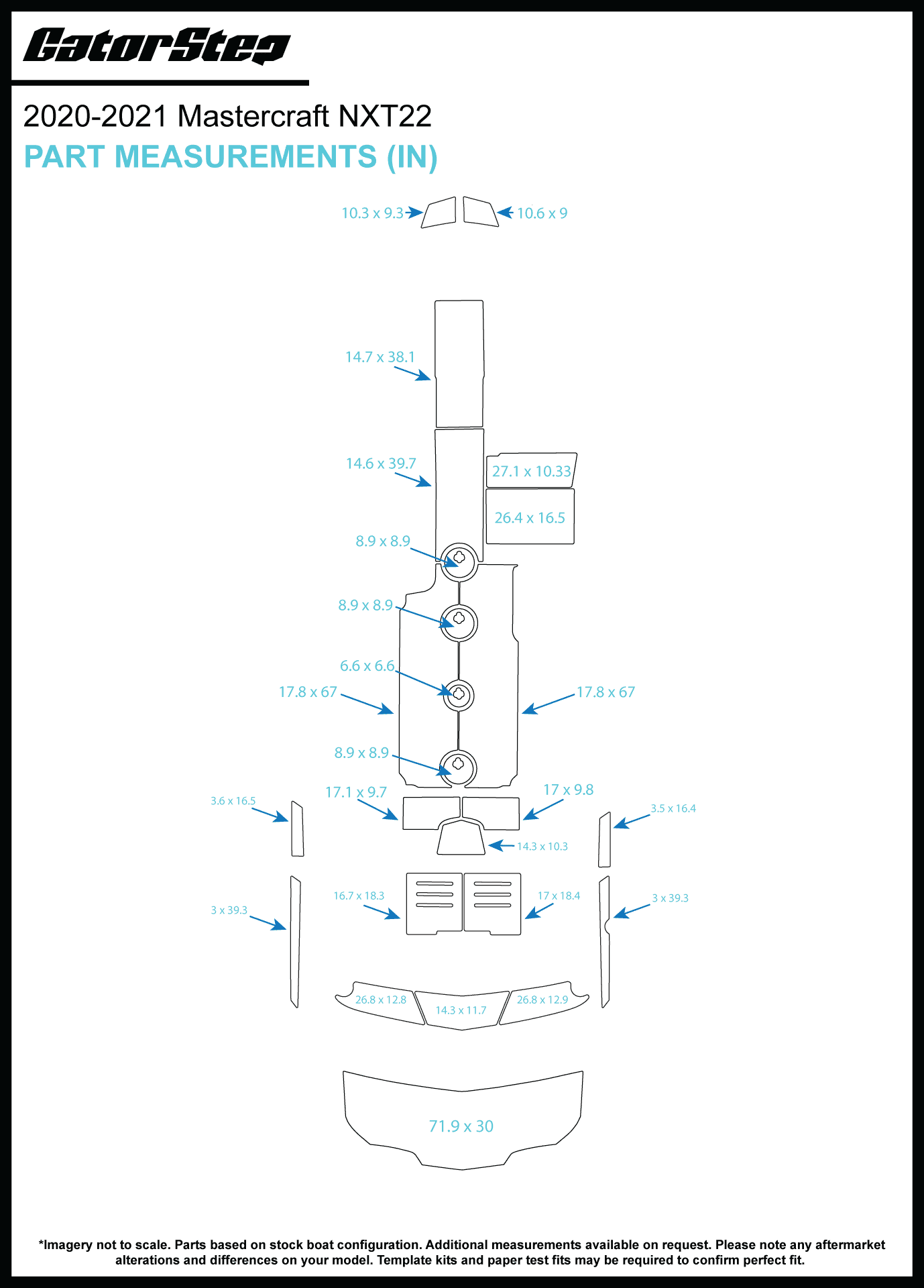 2020-2021 Mastercraft NXT22 GatorStep Flooring Dimensions