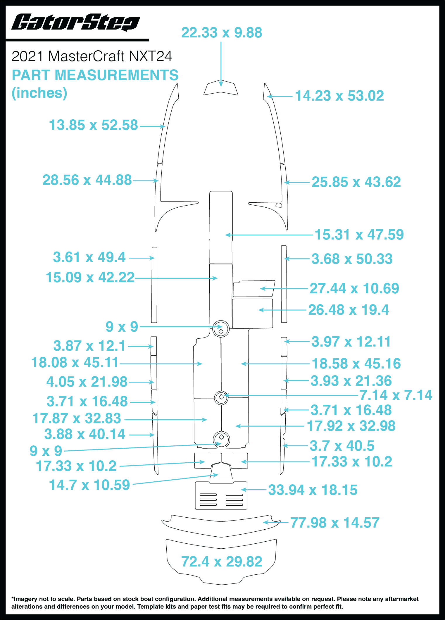 2021 Mastercraft NXT23 GatorStep Flooring Dimensions