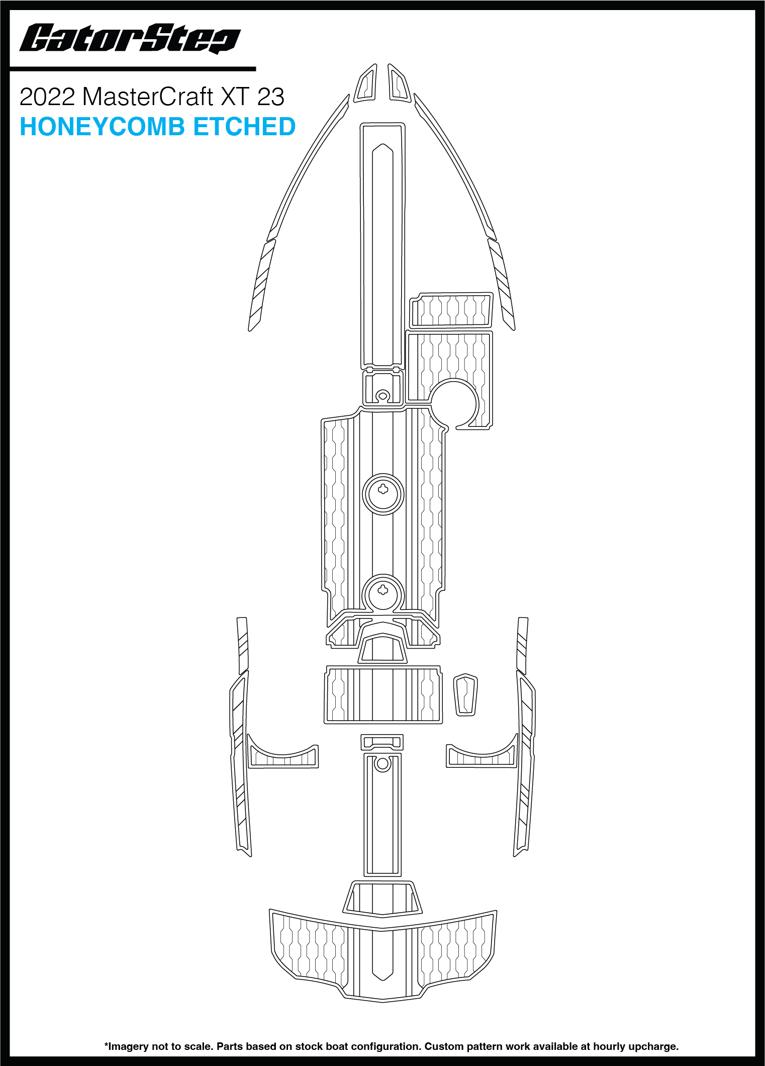 2022 Mastercraft XT23 GatorStep Flooring Honeycomb Etched