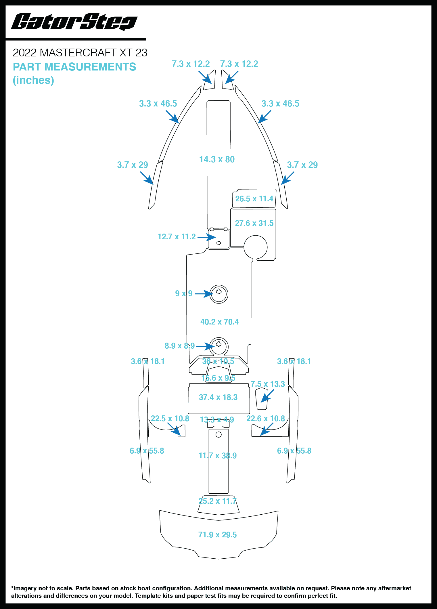 2022 Mastercraft XT23 GatorStep Flooring Dimensions
