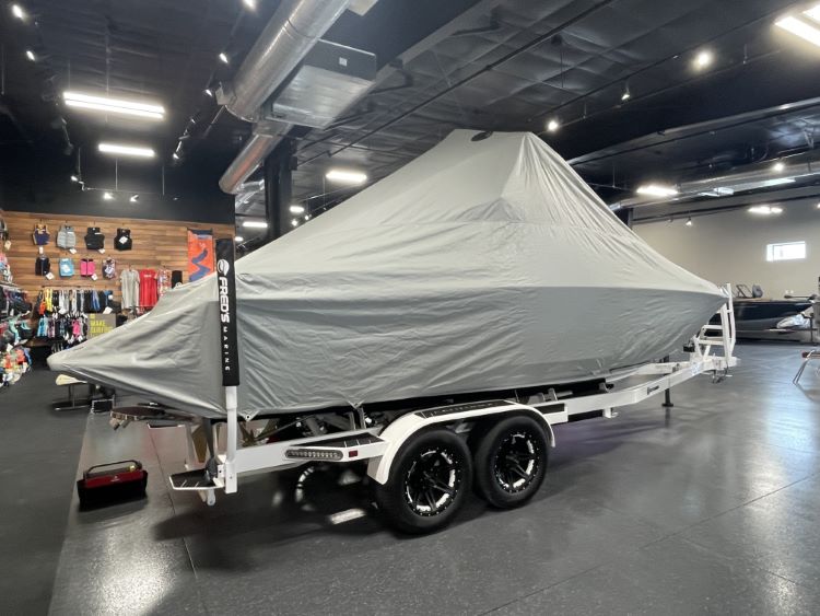 Centurion Ri245 with Dropzone Tower and Roswell bimini Double Up Storage Cover