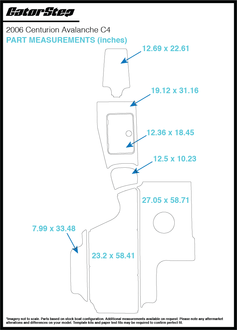 2006 Centurion Avalanche C4 GatorStep Flooring measurements