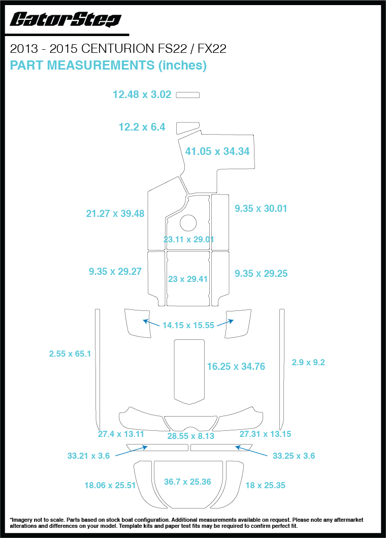 2013-2015 Centurion FS22/FX22 GatorStep Flooring dimensions