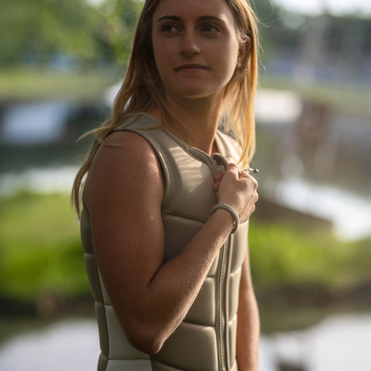 Follow Corp Ladies Comp Wake Vest in Sand