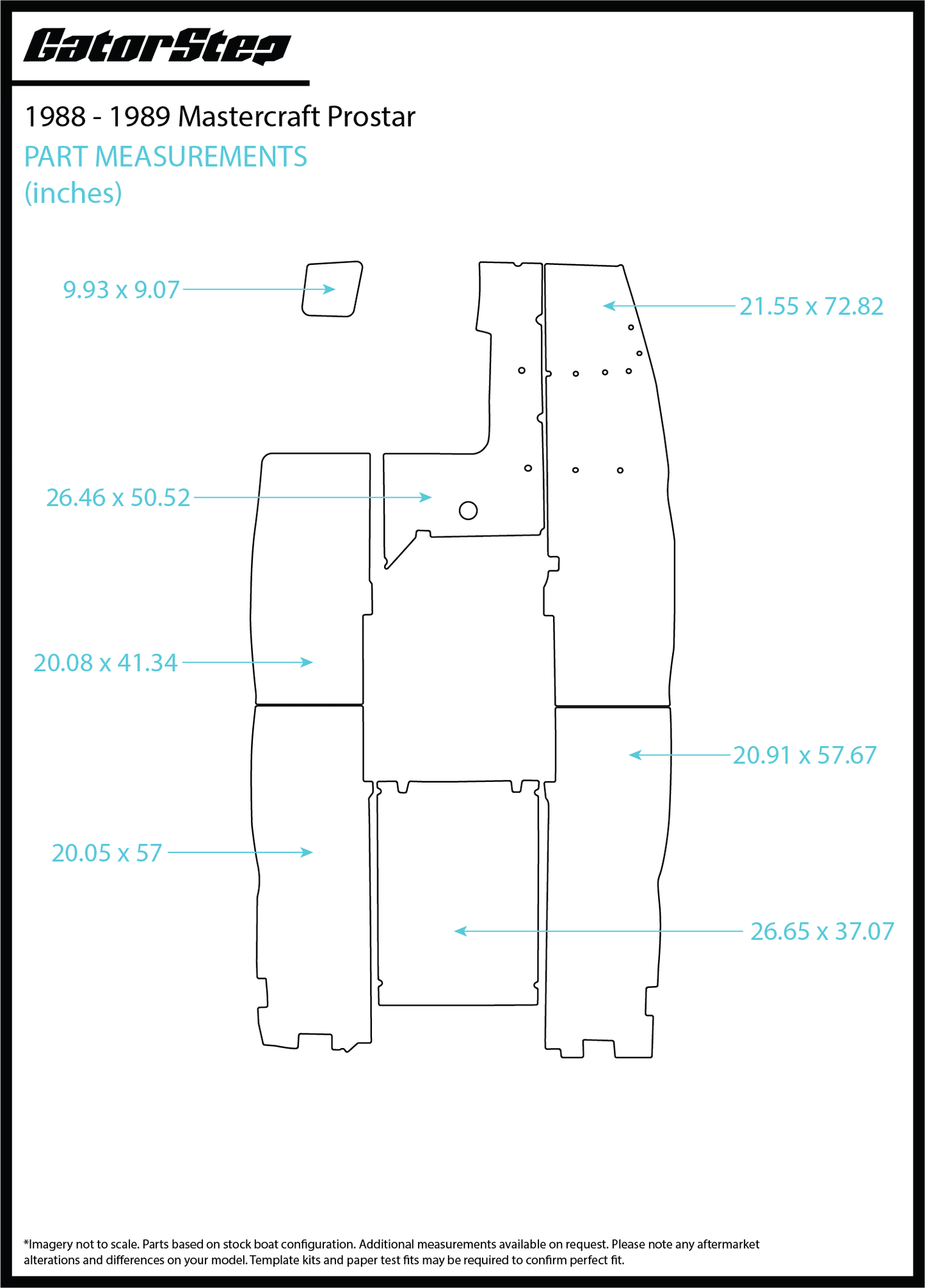 1988-1989 Mastercraft ProStar GatorStep Flooring Dimensions