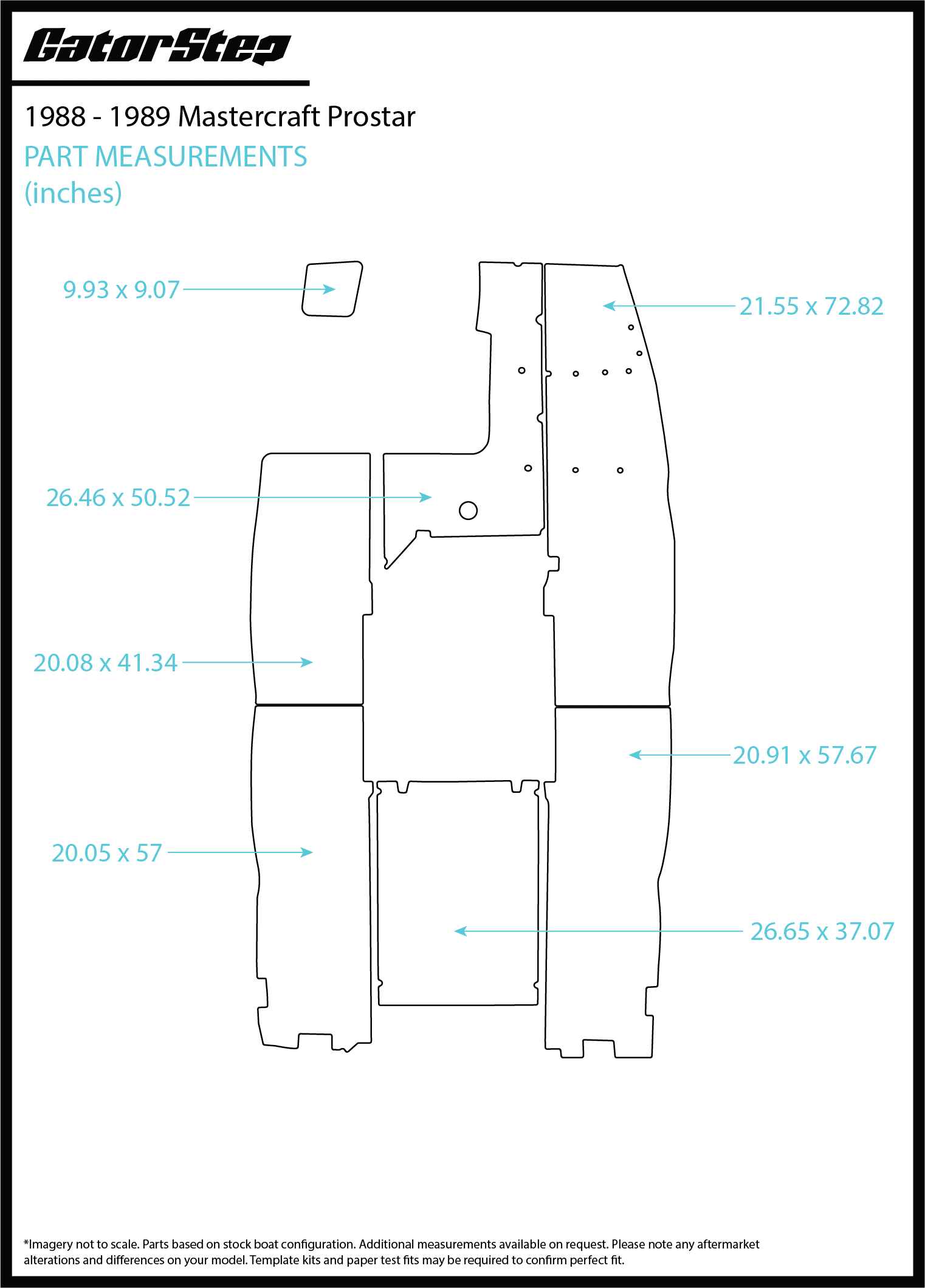 1988-1989 Mastercraft ProStar GatorStep Flooring Dimensions