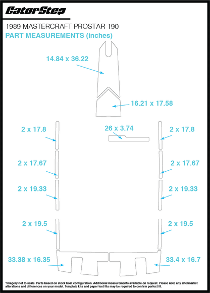 1989 Mastercraft ProStar 190 GatorStep Flooring Dimensions
