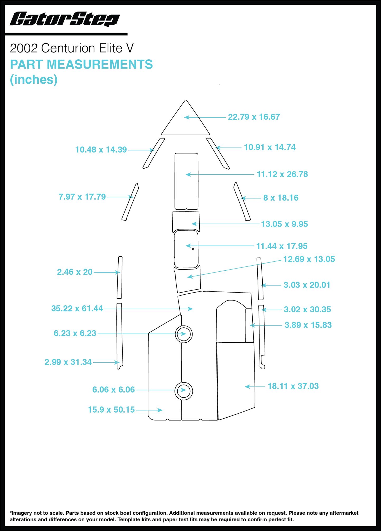 2002 Centurion Elite V GatorStep Flooring measurements